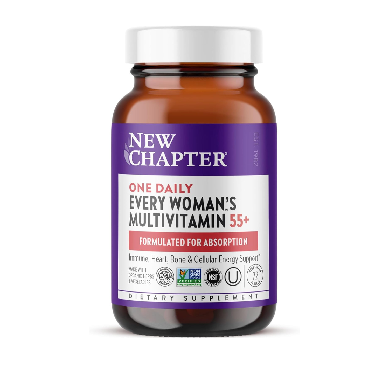 New Chapter One Daily Every Woman's Multivitamin 55+ | Immune, Heart, Bone & Cellular Energy Support | 72 Vegetarian Tablets