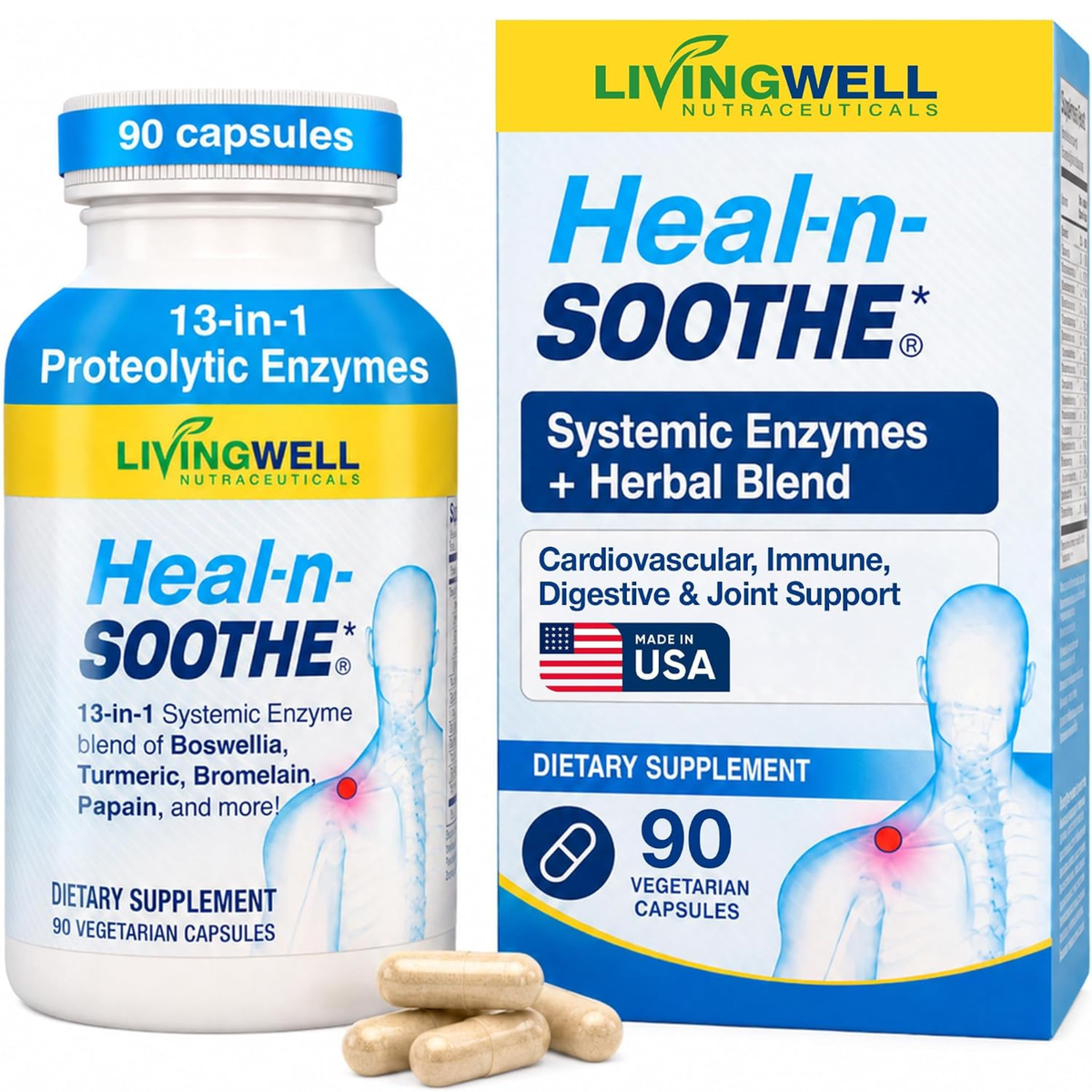 LivingWell Nutraceuticals Heal-n-Soothe, 90 Vegetarian Capsules