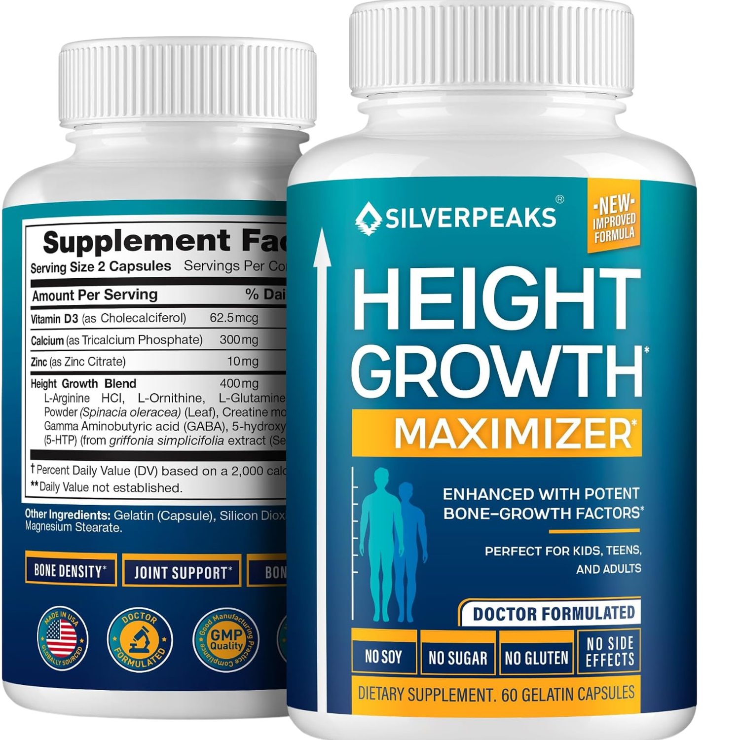 Silverpeaks Height Growth Maximizer – Doctor Formulated Bone Growth Supplement | 60 Capsules