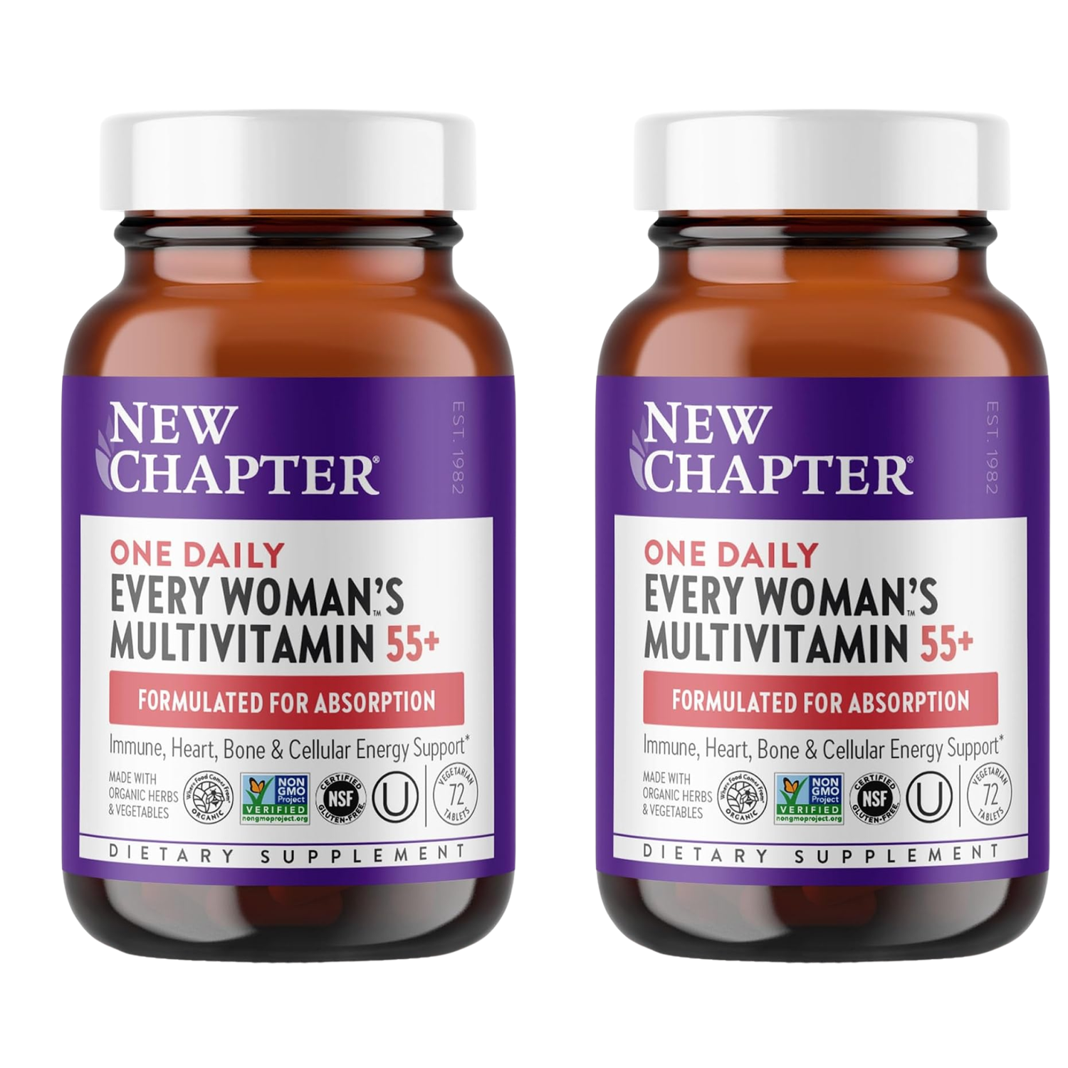 New Chapter One Daily Every Woman's Multivitamin 55+ | Immune, Heart, Bone & Cellular Energy Support | 72 Vegetarian Tablets