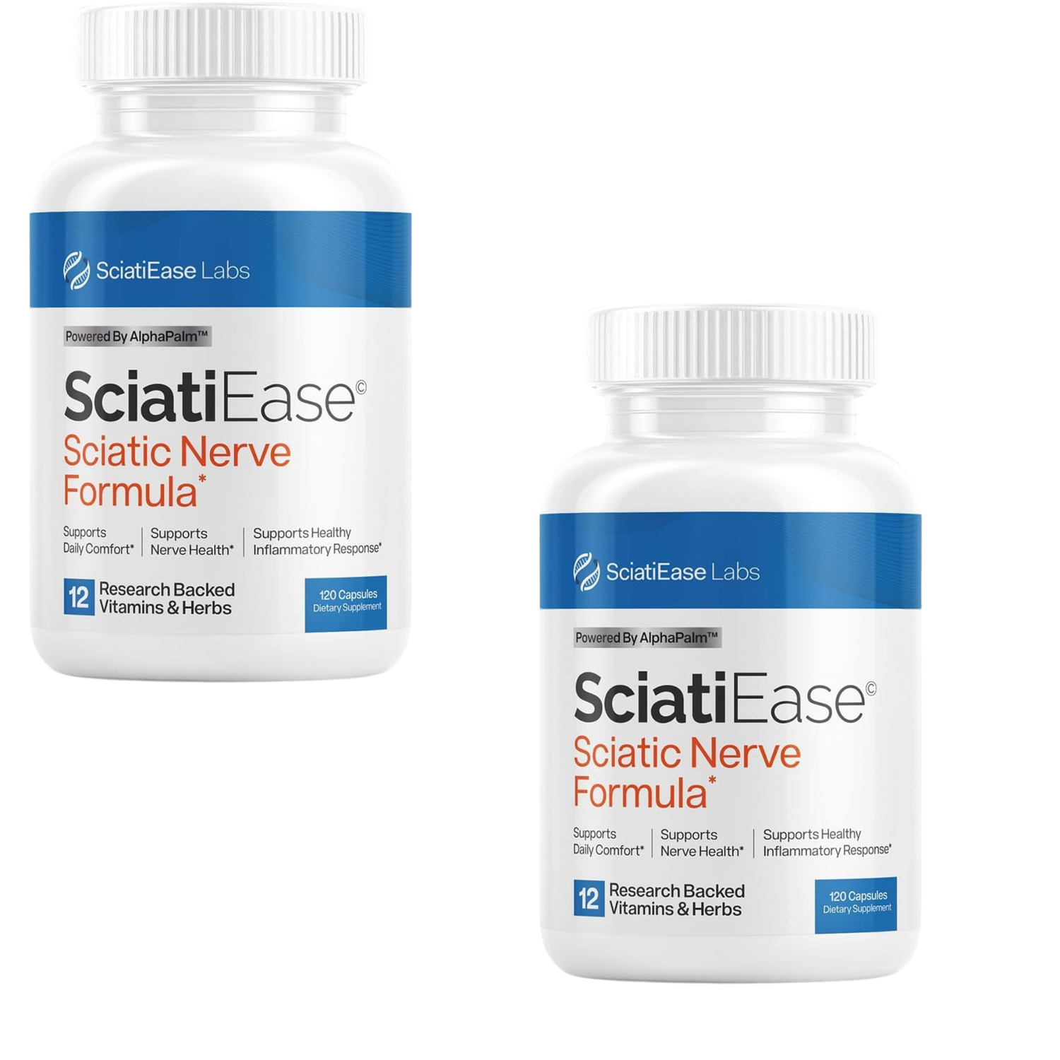 SciatiEase Labs SciatiEase Sciatic Nerve Formula | 12 Research-Backed Vitamins & Herbs | 120 Capsules