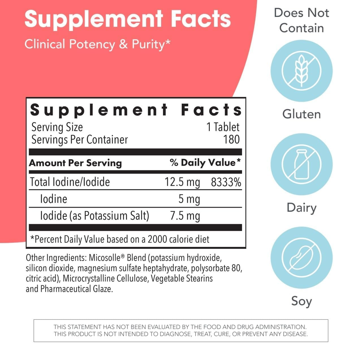 Allergy Research Group Iodoral IOD 12.5 | 180 Scored Tablets
