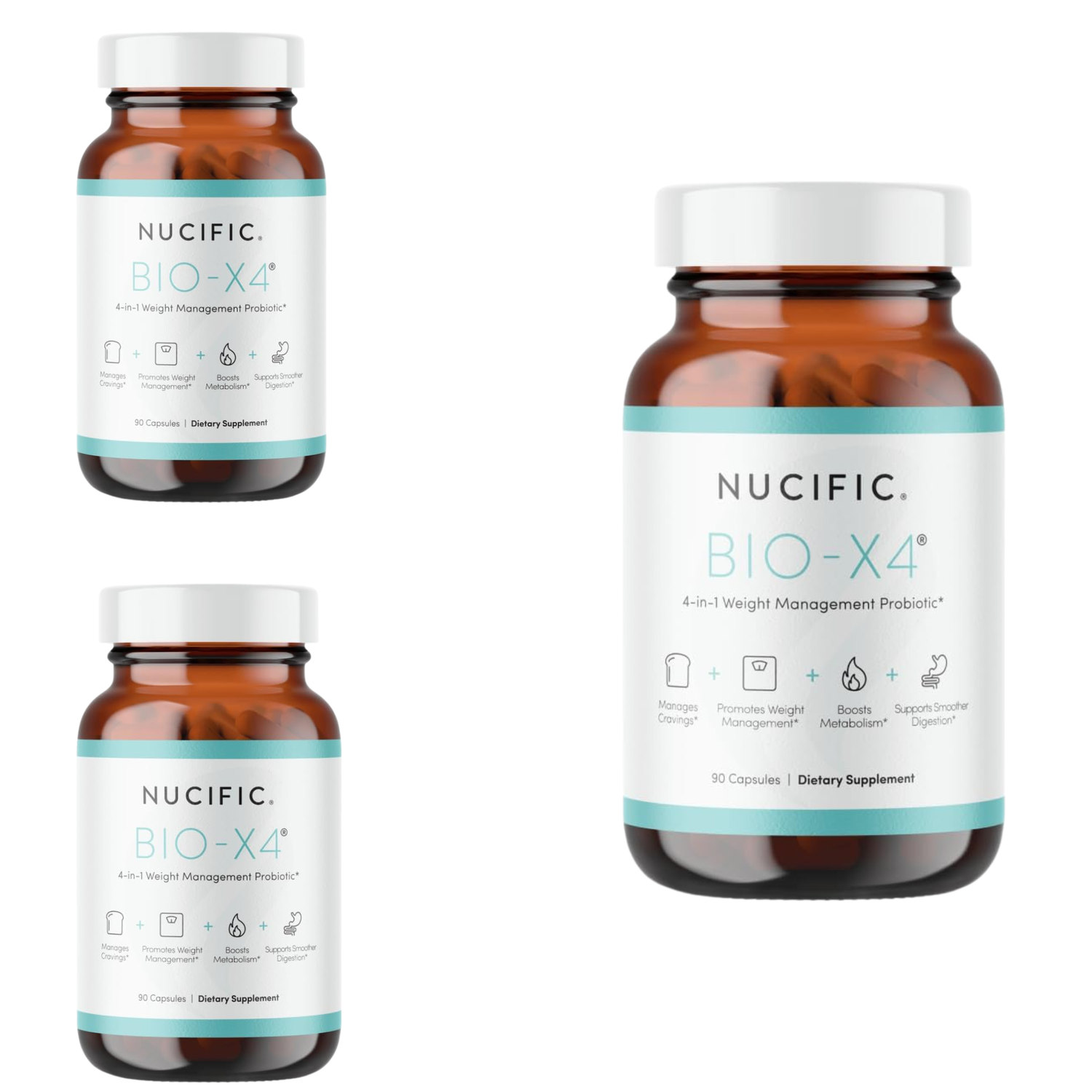 Nucific Bio-X4 4-in-1 Weight Management Probiotic – 90 Capsules