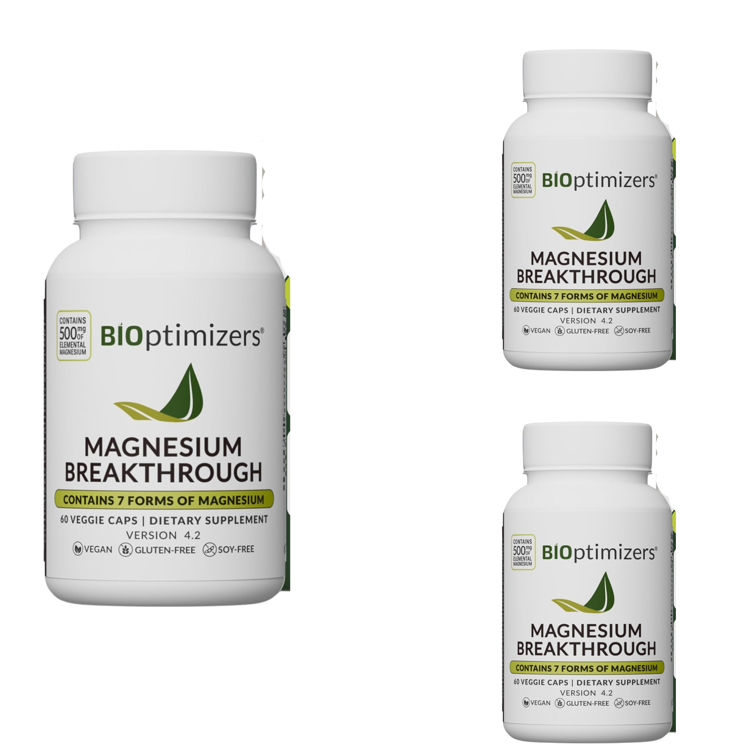 BIOptimizers Magnesium Breakthrough – 7 Forms of Magnesium | 500mg | 60 Veggie Caps