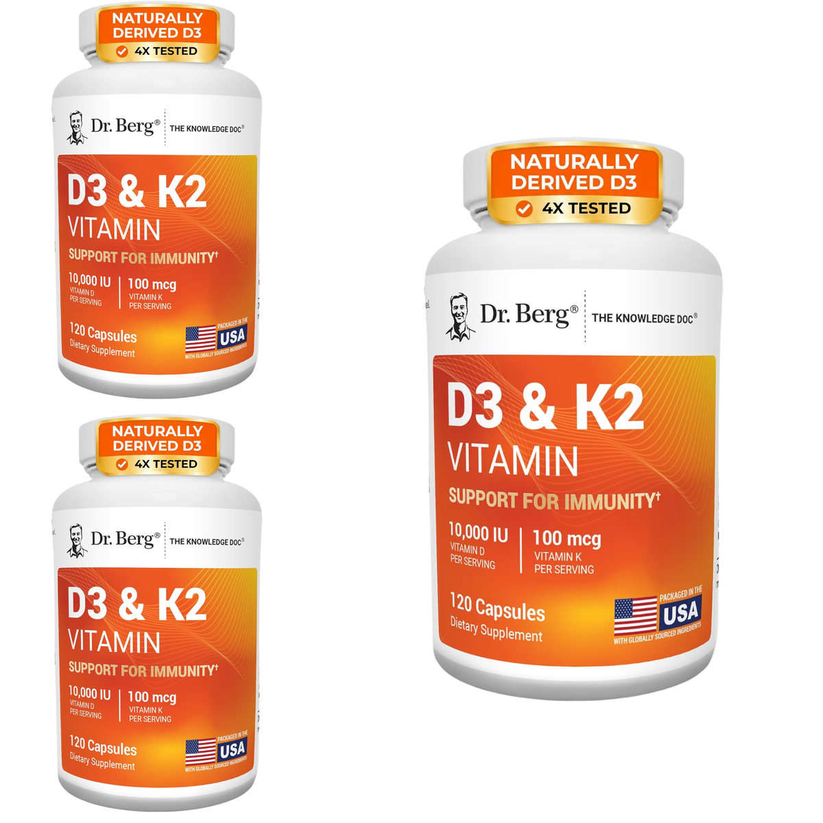 Dr. Berg's D3 & K2 Vitamin Supplement with Purified Bile Salts