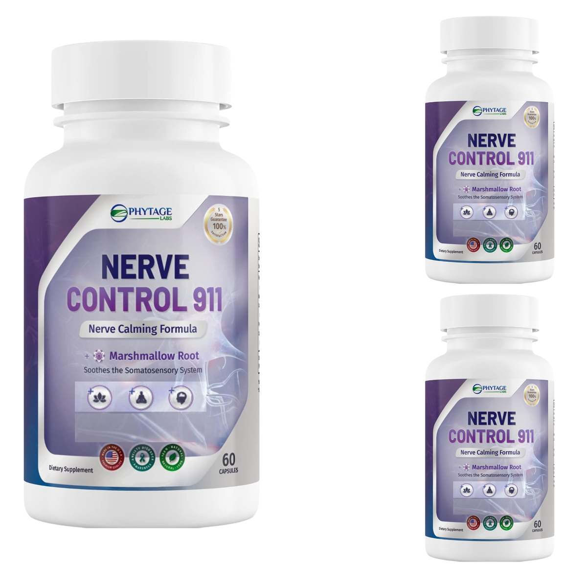 Nerve Control 911 Advanced Botanical Nerve Support Supplement - 60 Capsules
