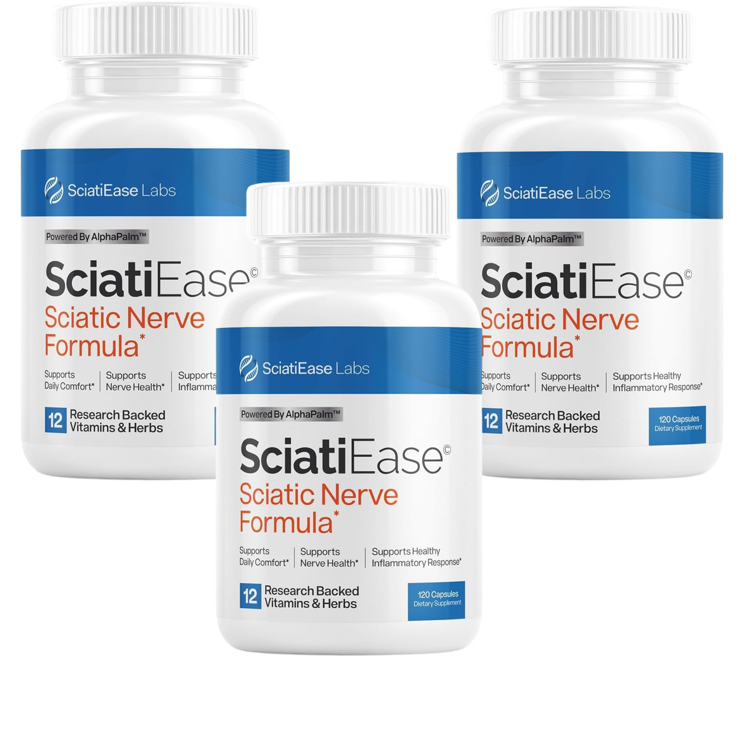 SciatiEase Labs SciatiEase Sciatic Nerve Formula | 12 Research-Backed Vitamins & Herbs | 120 Capsules