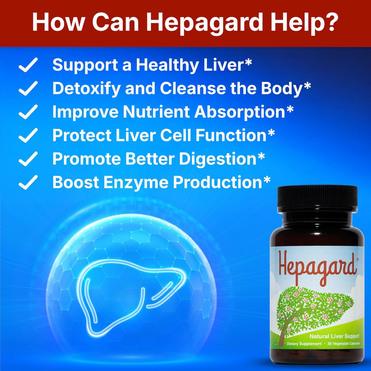 Hepagard Natural Liver Support - 30 Vegetable Capsules
