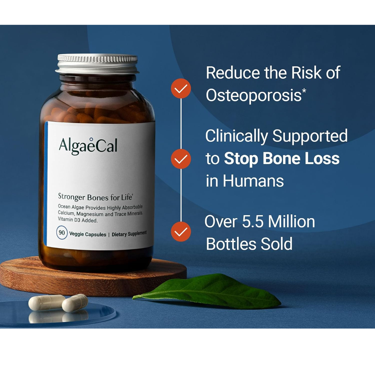 AlgaeCal Stronger Bones for Life – 90 Veggie Capsules Pack of 2