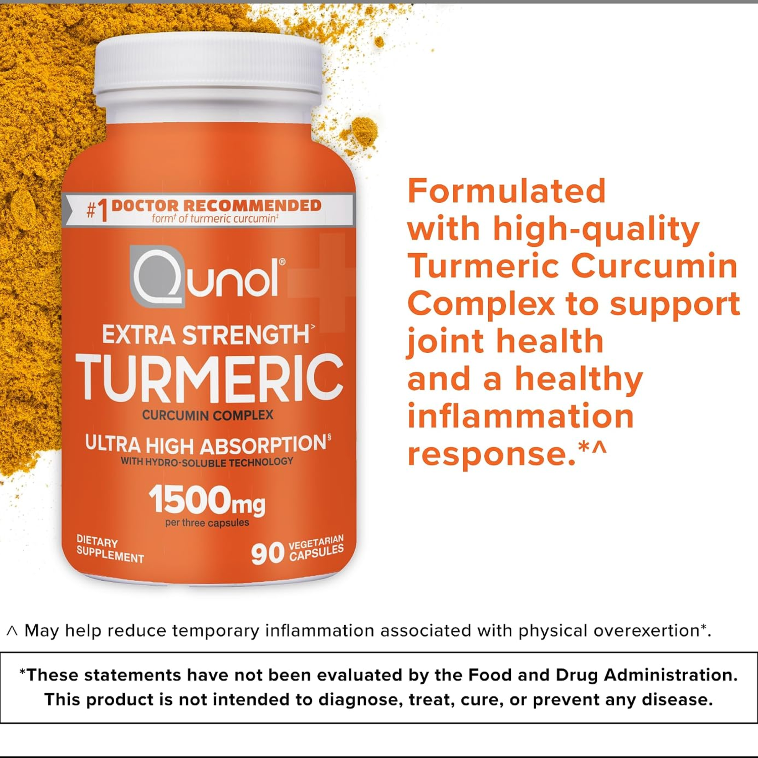 Qunol Extra Strength Turmeric Curcumin Complex 1000mg - 120 Vegetarian Capsules