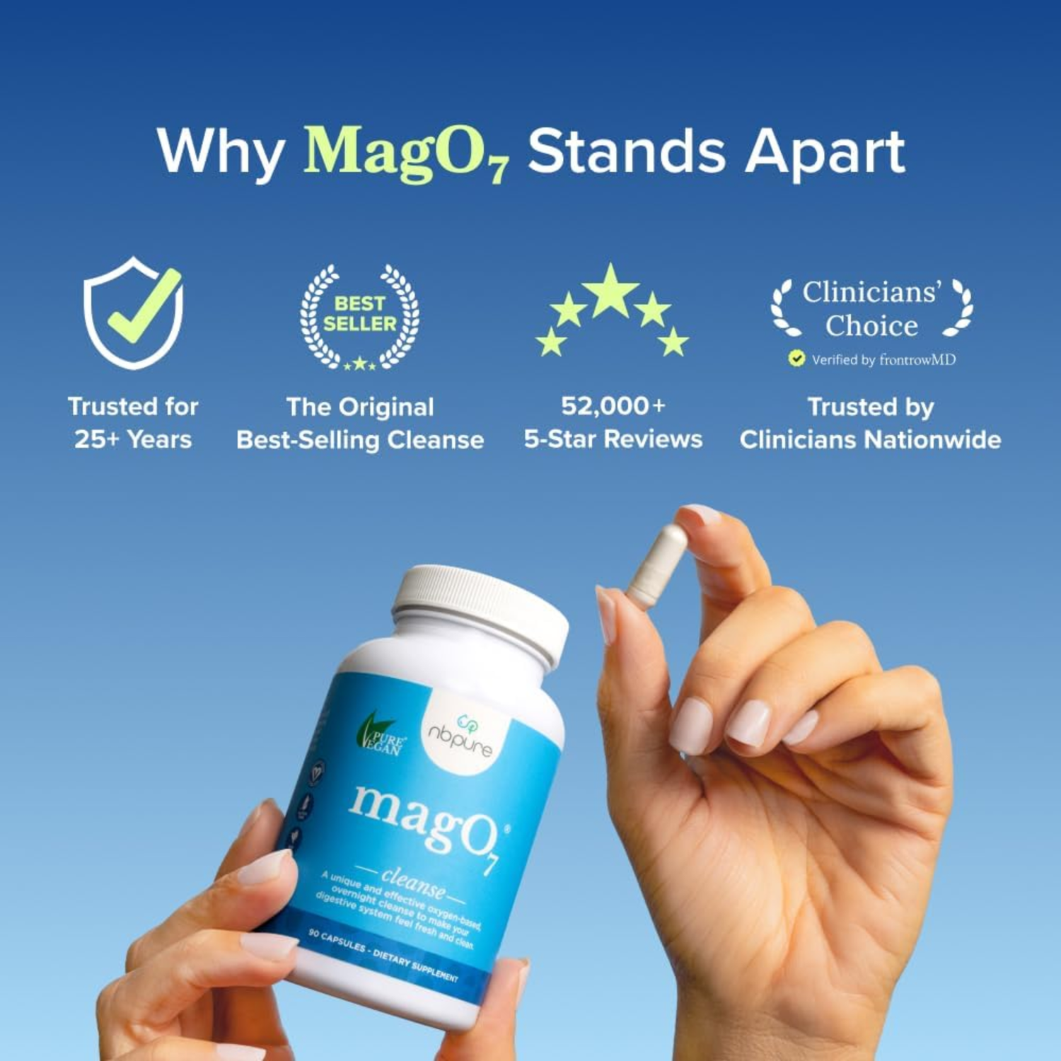 nbpure MagO7 Cleanse – Oxygen-Based Overnight Digestive Cleanse | 90 Capsules
