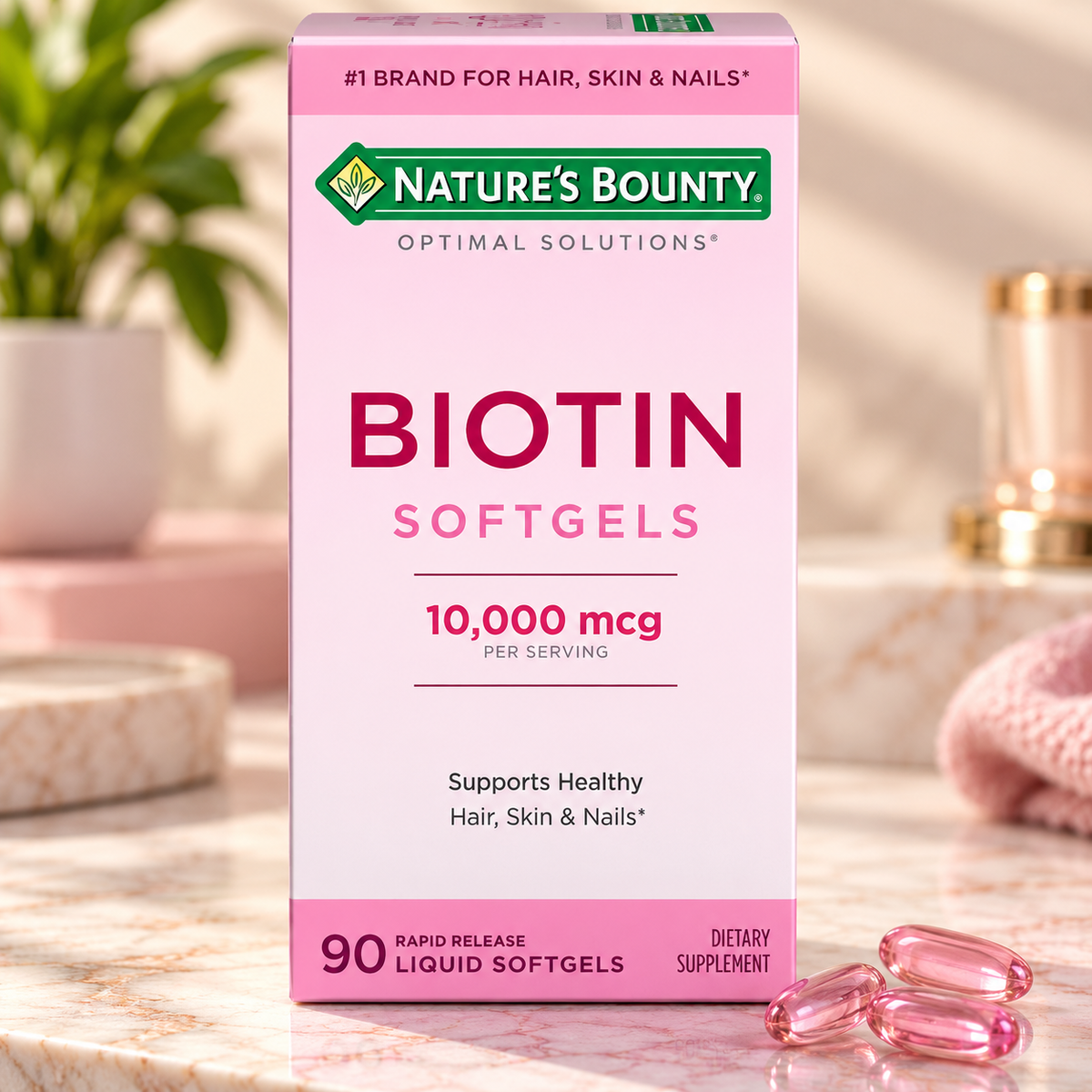 Nature's Bounty Hair Growth Supplement with Biotin – 90 Capsules