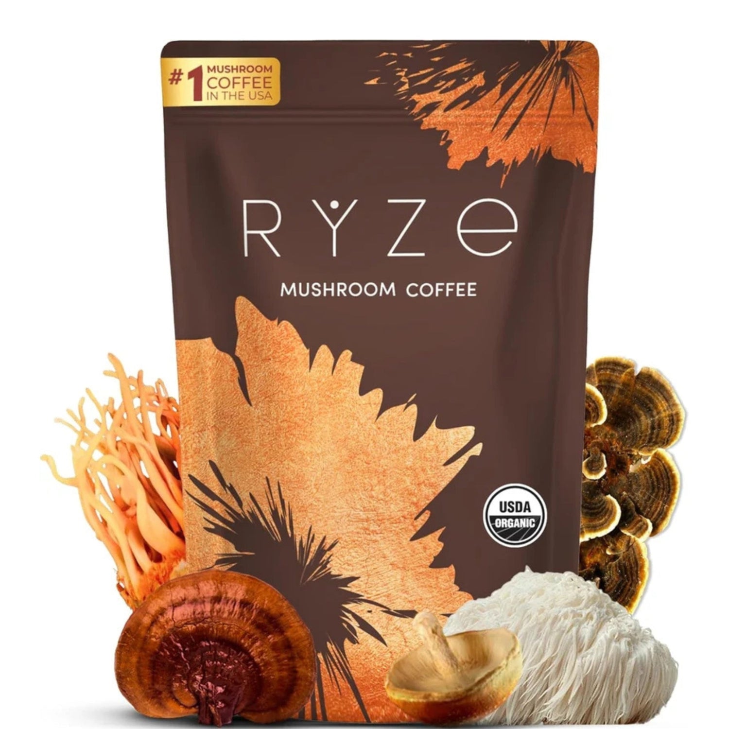 RYZE Mushroom Coffee 30 Servings, Organic Adaptogenic Blend