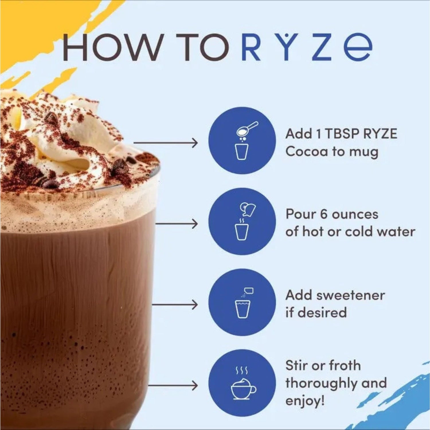 RYZE Mushroom Hot Cocoa with Melatonin 20 Servings