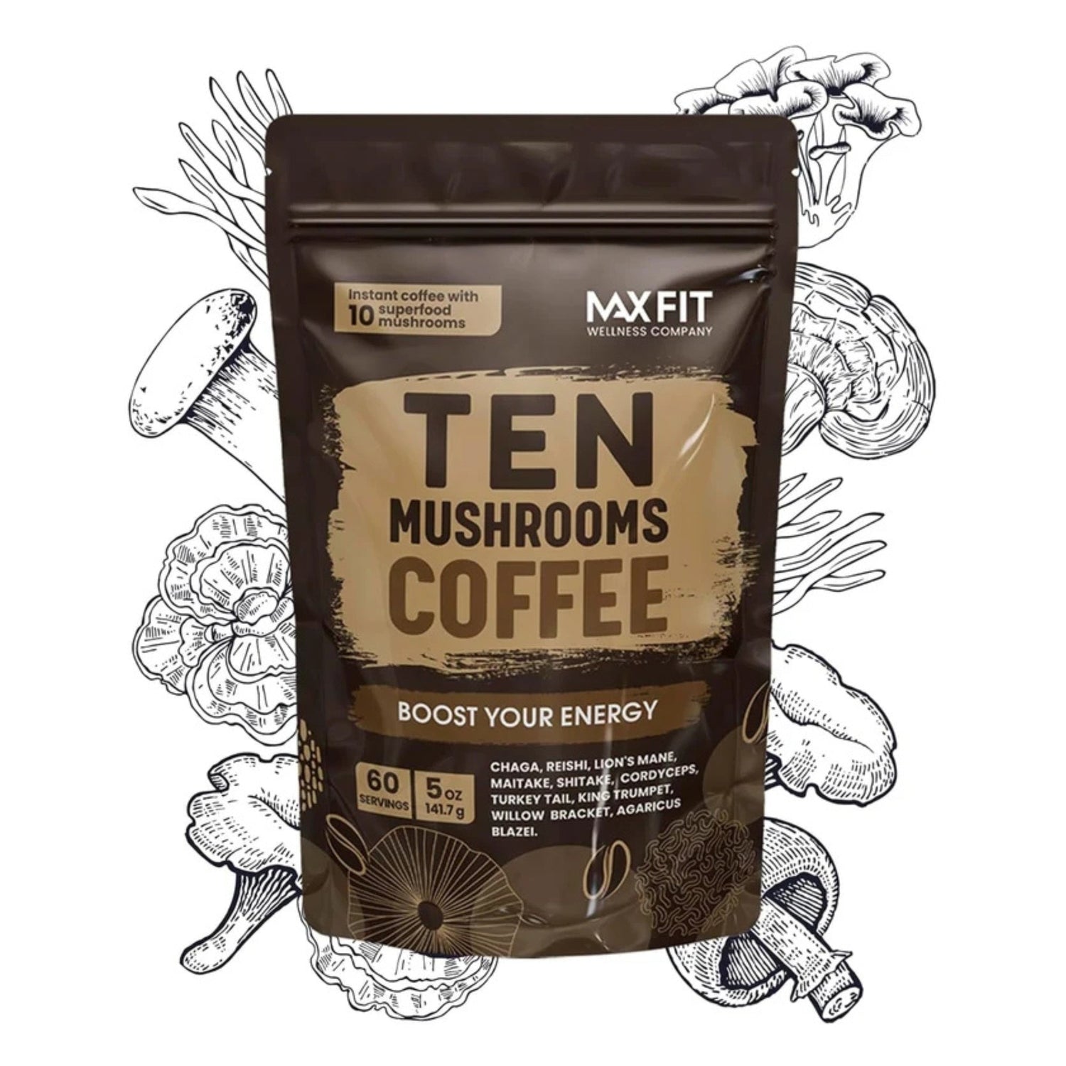 Ten Mushrooms Coffee Organic 60 Servings